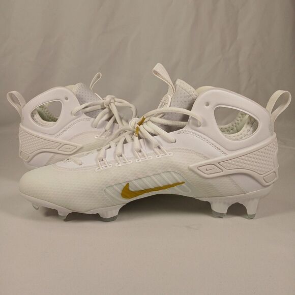 Nike Force Savage Elite 2 Lacrosse Cleats White/Gold Men’s 11 New High Top Shoe - Picture 9 of 11